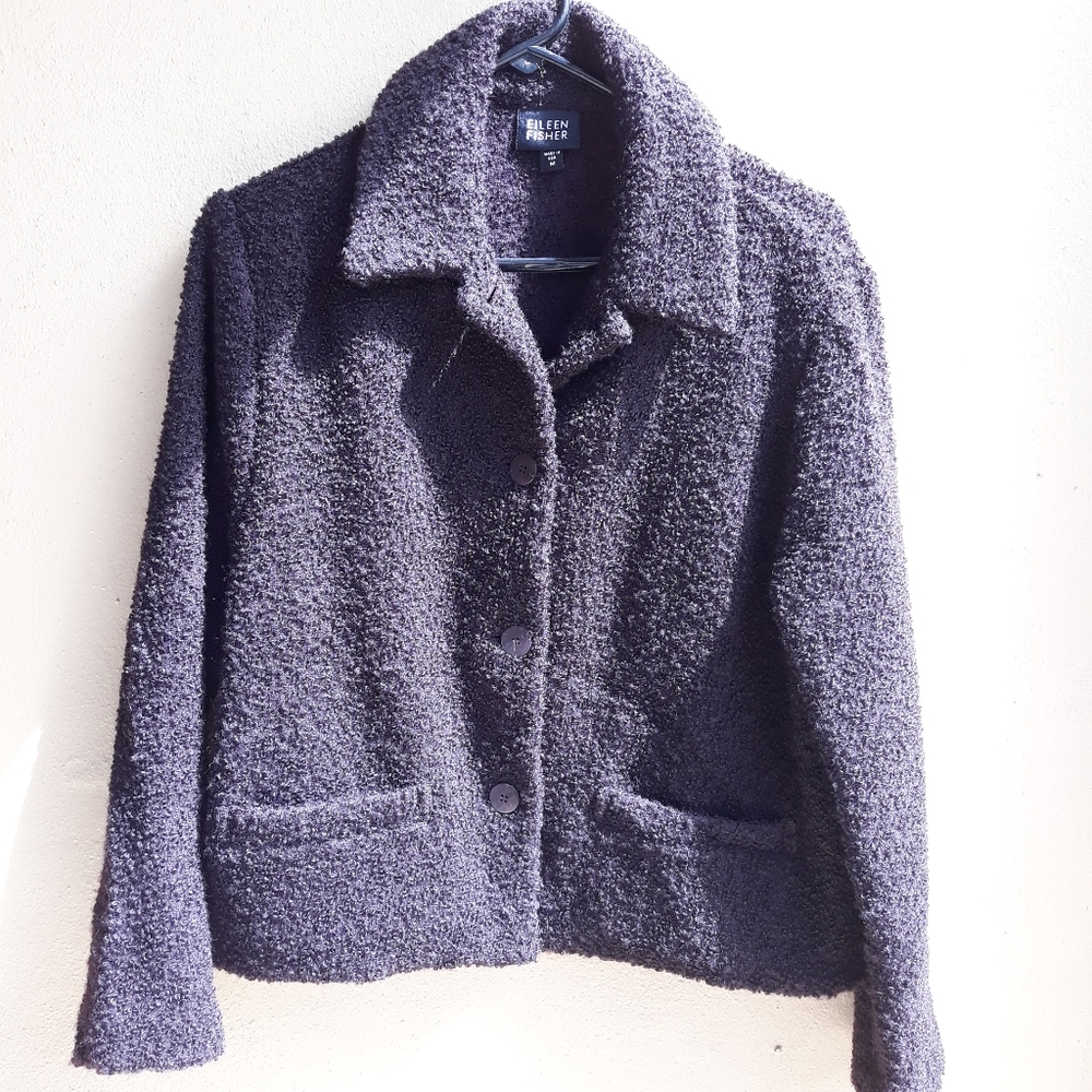 Eileen Fisher Wool Boucle Coat Jacket Blazer